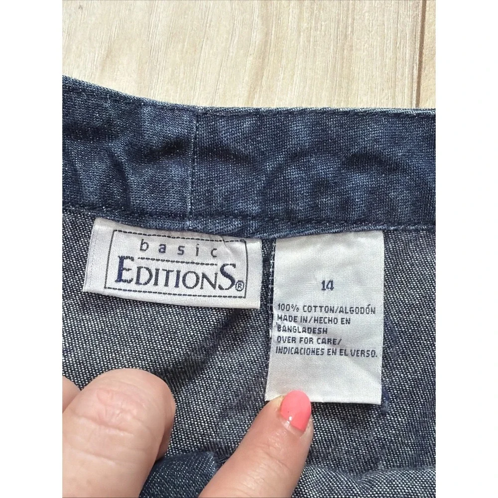 Basic Editions Womens Size 14 Denim Skirt Knee Length‎ Blue Jean Classic Casual